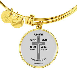 Ephesians 6:11-18 Personalized Engraved Gold Circle Bangle Bracelet Custom Na